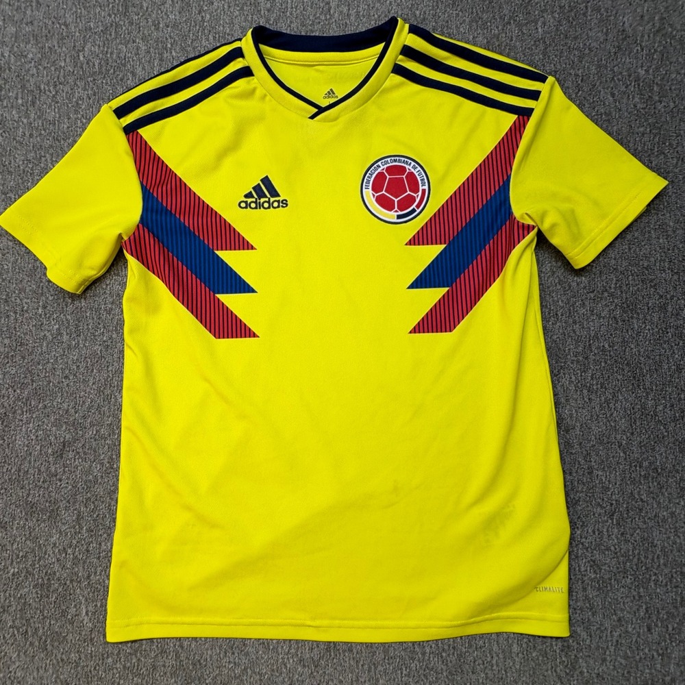 Adidas Colombia National Team Soccer Jersey Yellow Climalite Large Youth 14